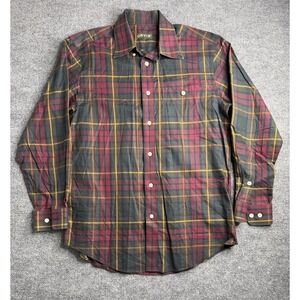 Orvis Men's Shirt Wrinkle Free Long Sleeve Button Down Brown Plaid Medium